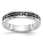 14K White Gold Black Diamond Band - 7